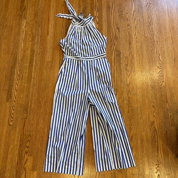 J.Crew Blue‎ and White Striped Tie-Back
Halter Jumpsuit Size 4 - Picture 3 of 7